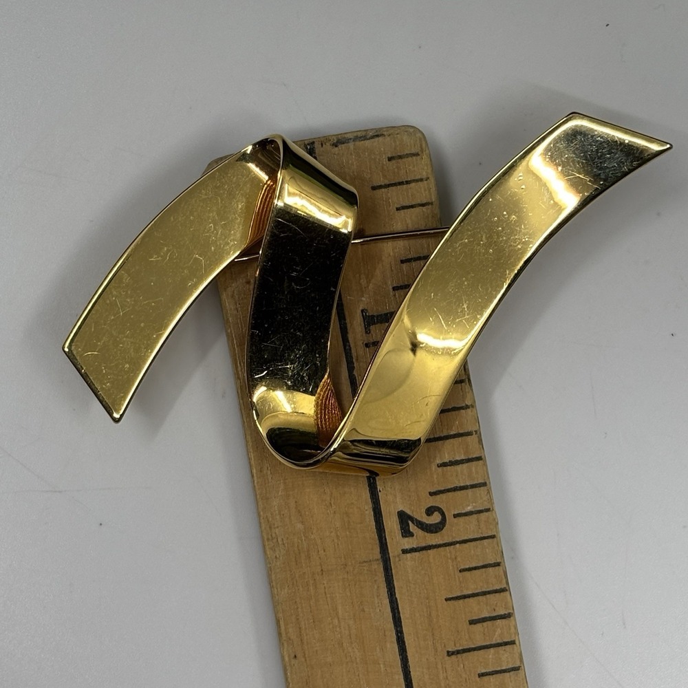 Vintage Monet Gold Tone Statement Brooch 90s 80s‎ Minimalist Pin - Picture 9 of 9